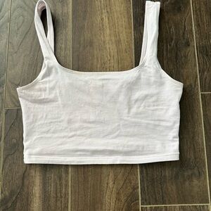 TNA White Sleeveless Fitted Crop Tank Top